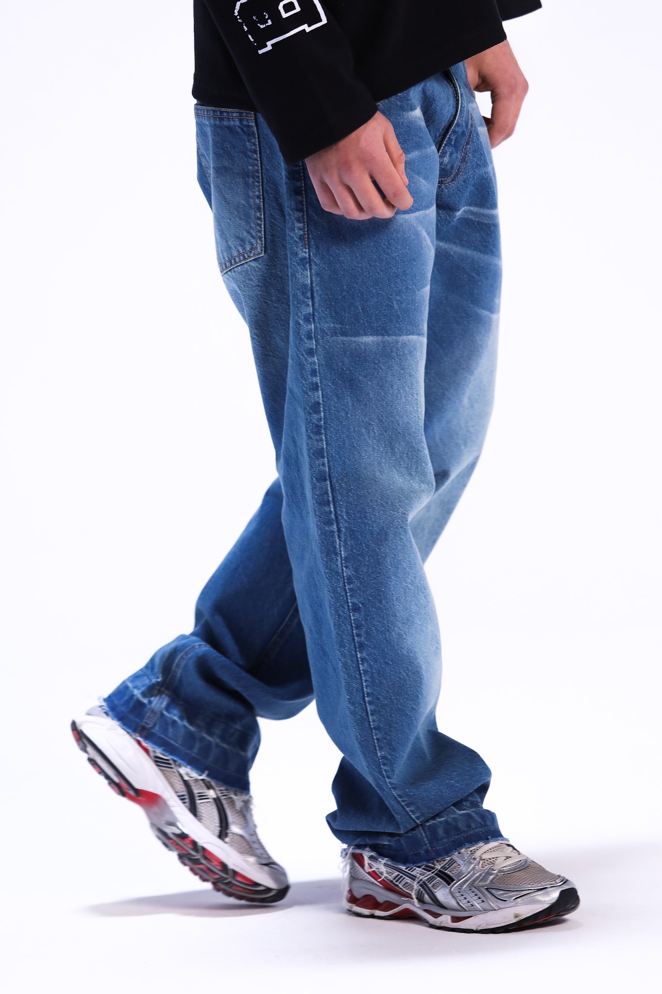 Blue Distressed Hem Denim