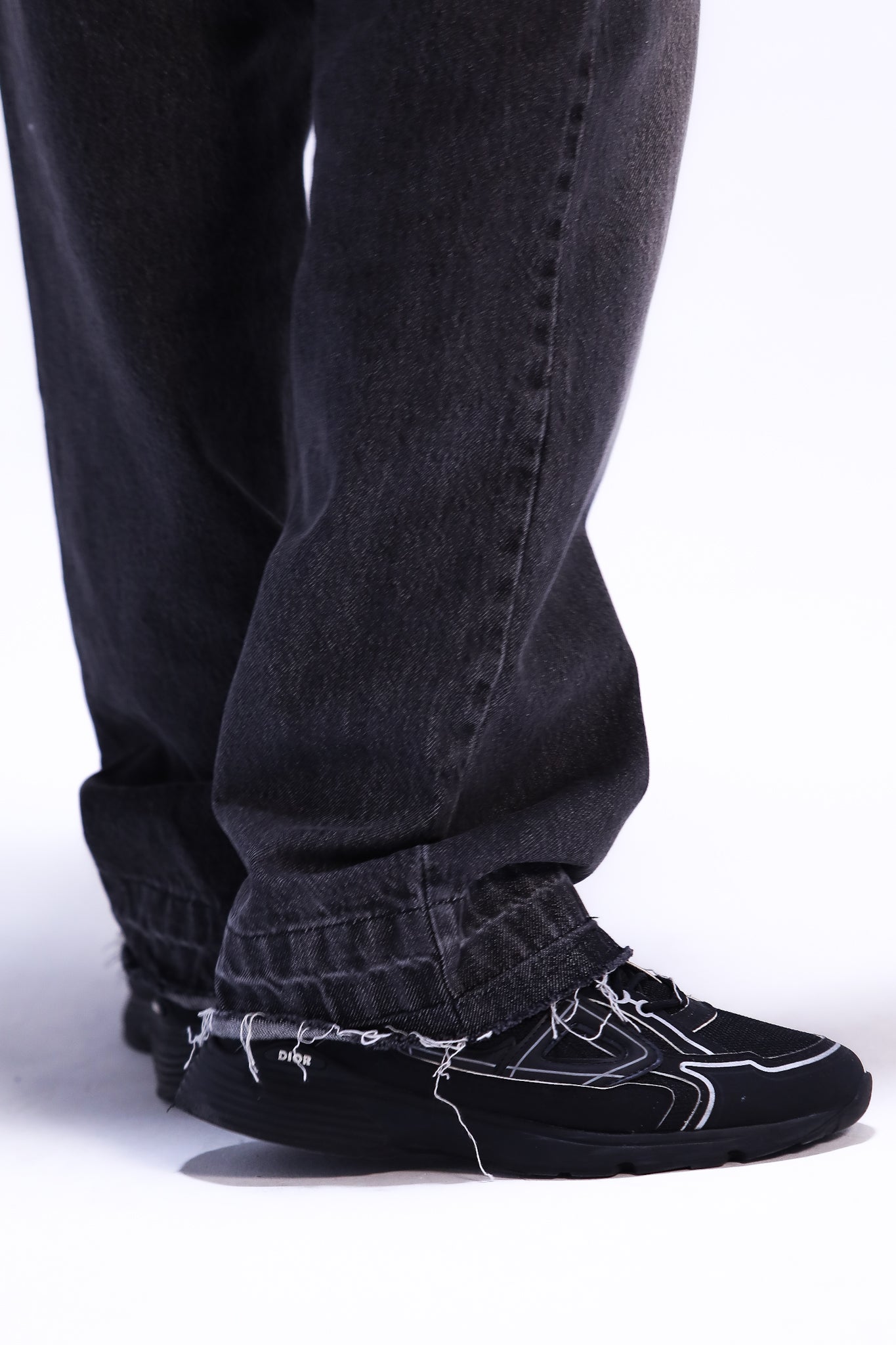 Grey Distressed Hem denim