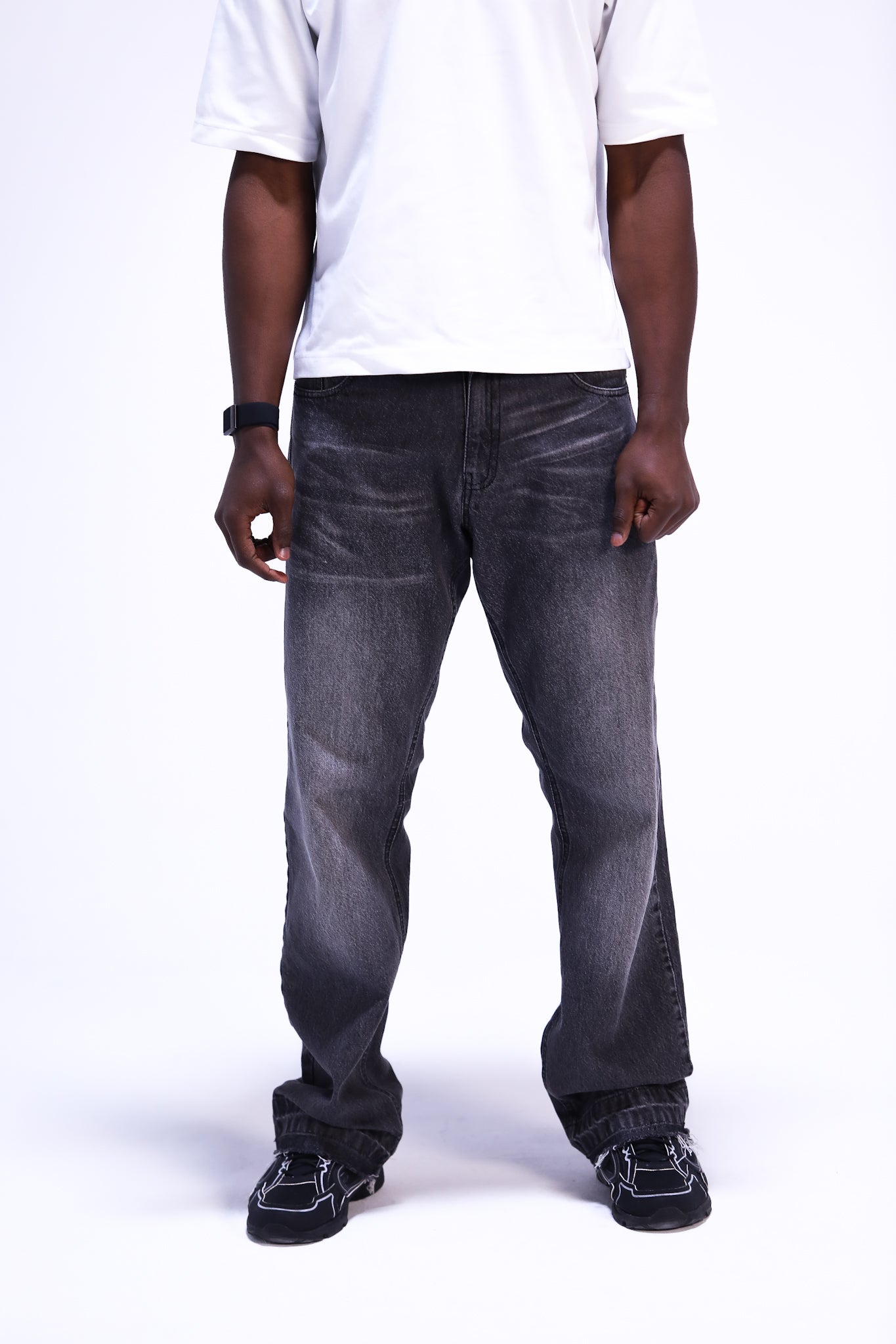 Grey Distressed Hem denim