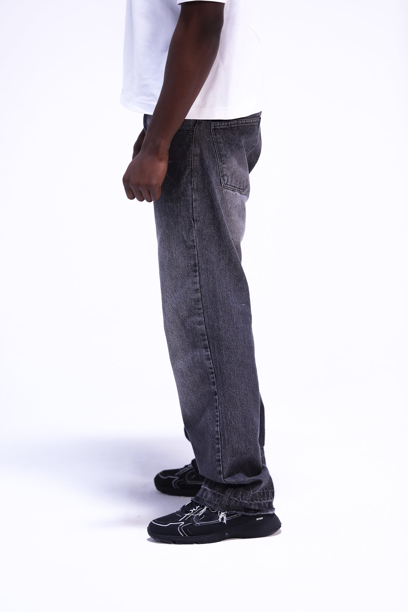Grey Distressed Hem denim