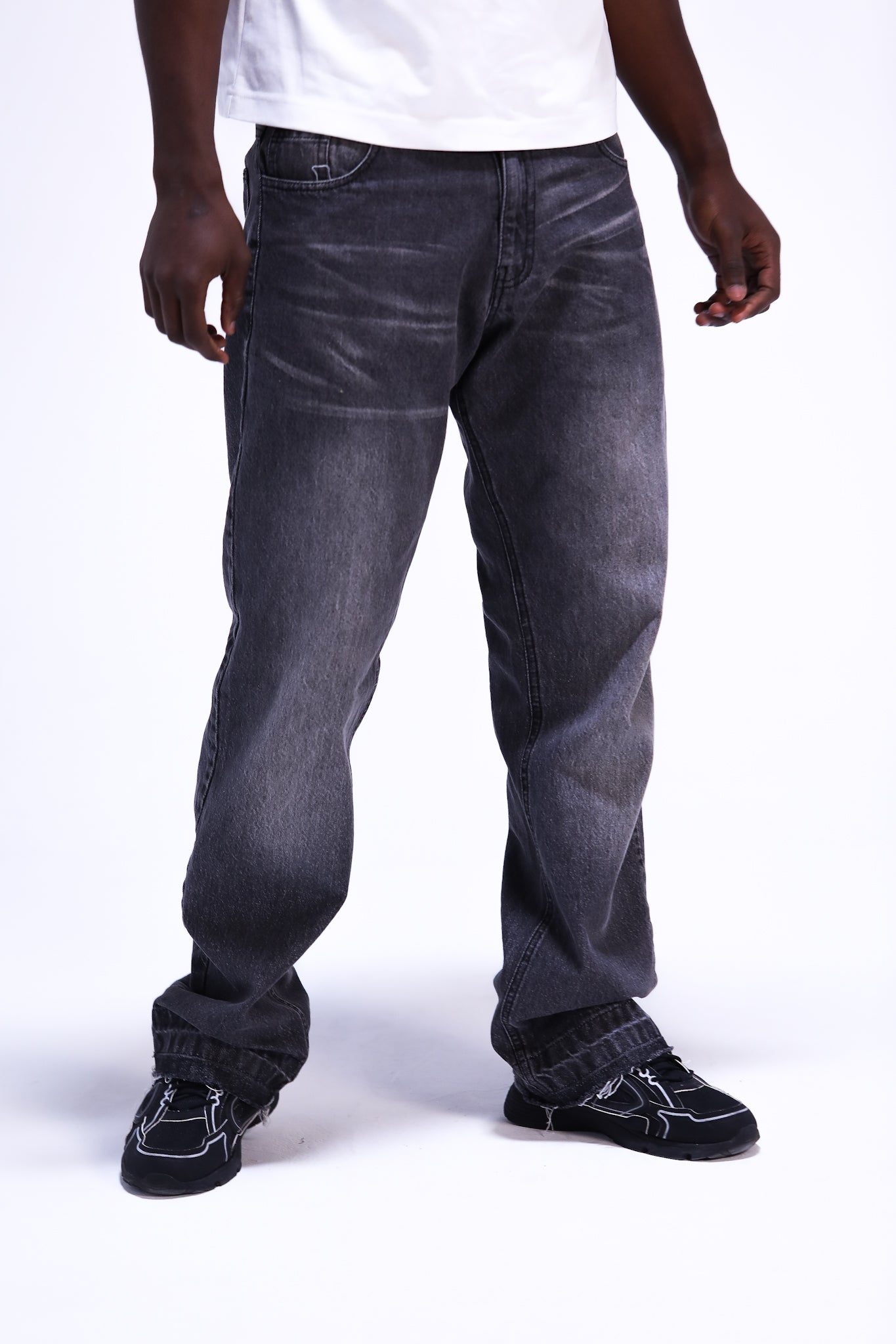 Grey Distressed Hem denim