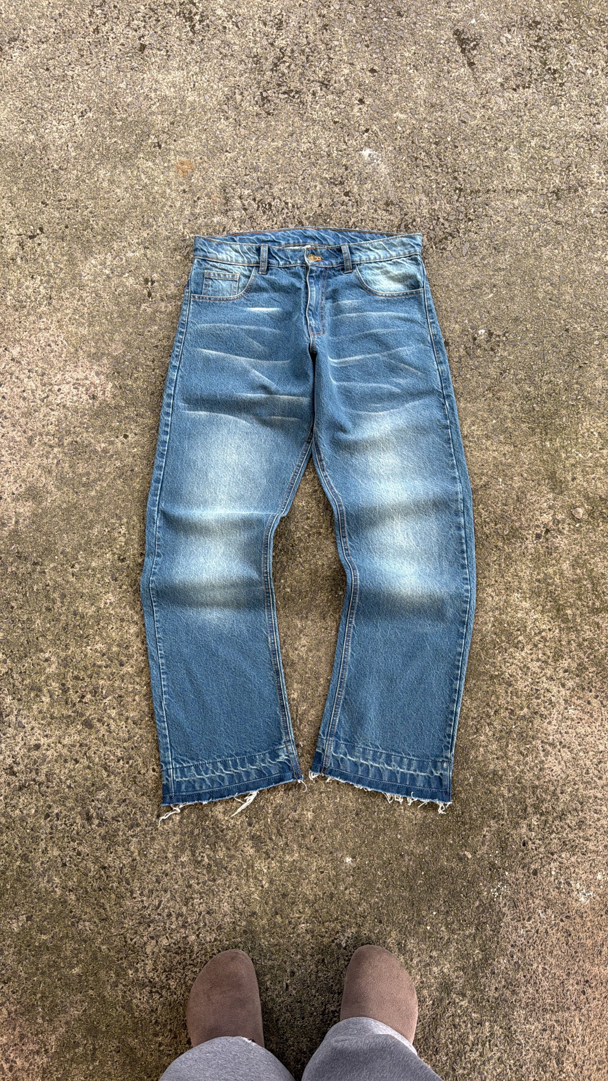 Blue Distressed Hem Denim