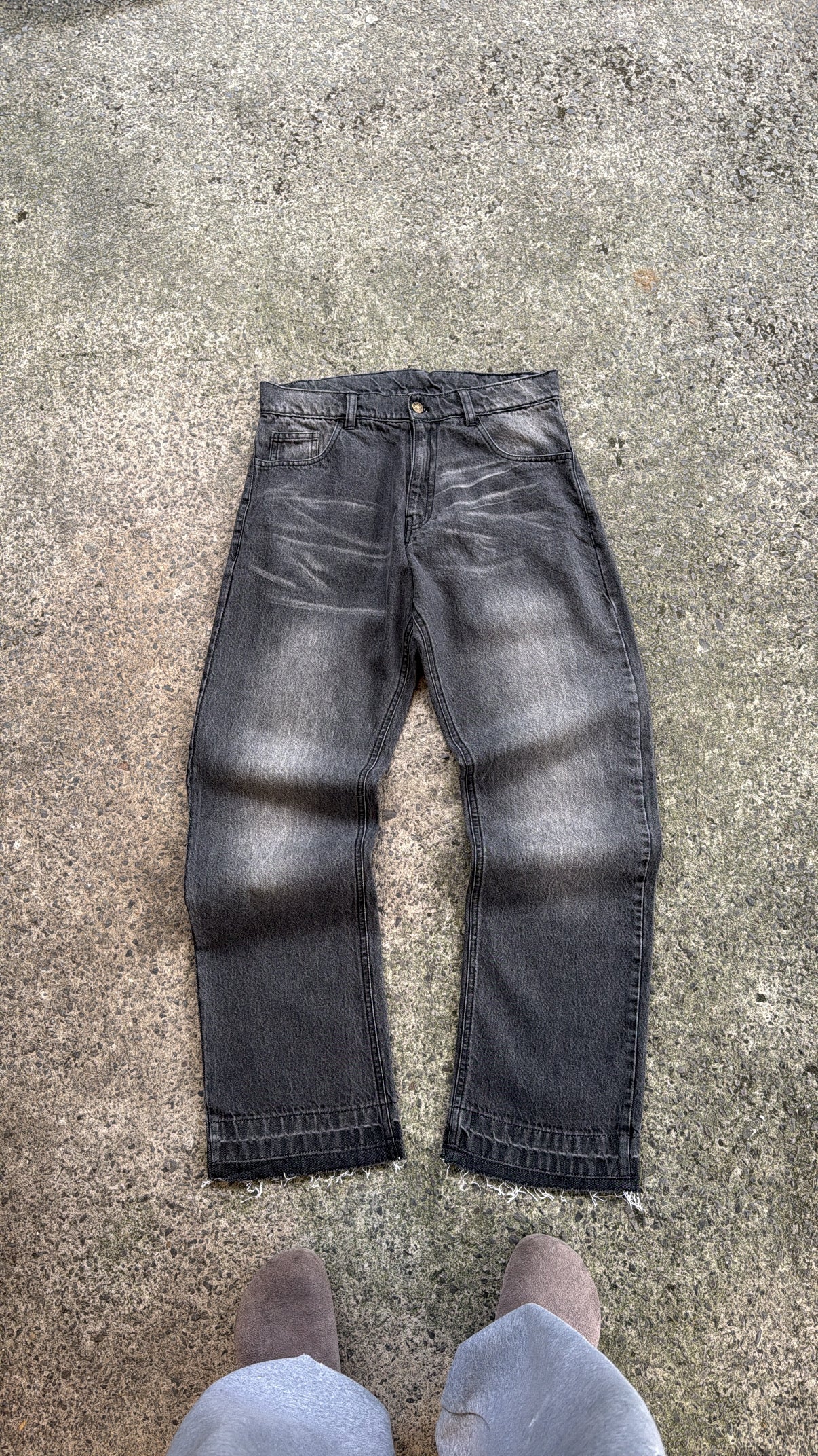 Grey Distressed Hem denim